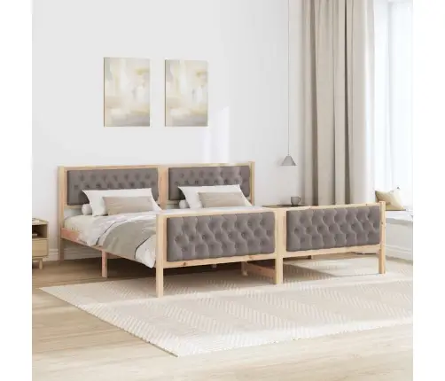 Gultas Rāmis Ar Galvas Klāju Pelēkbrūna 200 X 200 Cm Audums Vidaxl