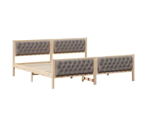 Gultas Rāmis Ar Galvas Klāju Pelēkbrūna 200 X 200 Cm Audums Vidaxl