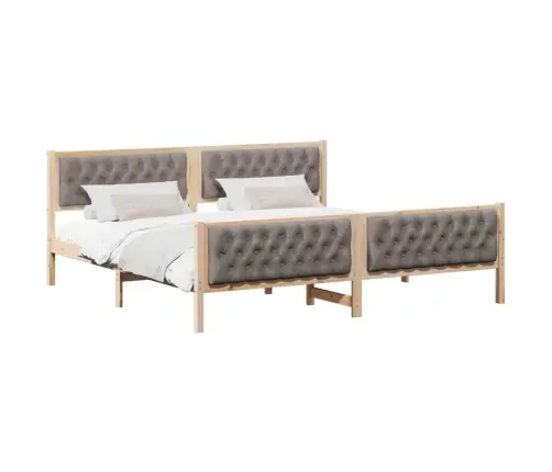 Gultas Rāmis Ar Galvas Klāju Pelēkbrūna 200 X 200 Cm Audums Vidaxl