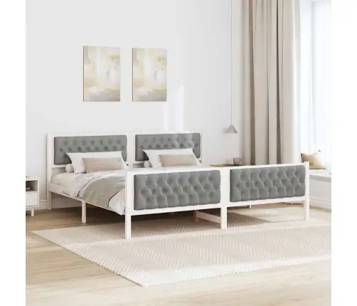 Gultas Rāmis Ar Galvas Klāju Gaiši Pelēks 200 X 200 Cm Audums Vidaxl