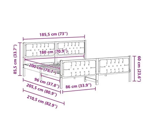 Gultas Rāmis Ar Galvas Klāju Tumši Pelēks 180 X 200 Cm Audums Vidaxl