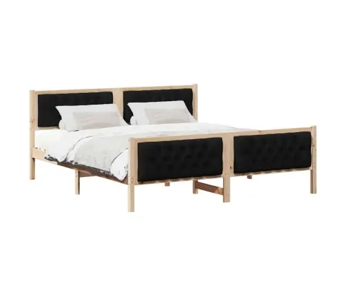 Lovos Rėmas Juoda 180 X 200 Cm Kietos Pušies Mediena