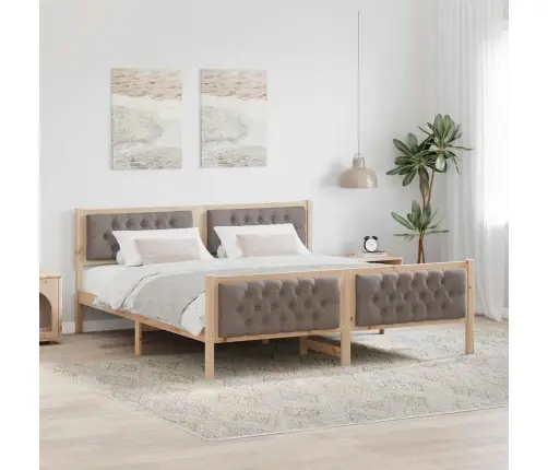 Gultas Rāmis Ar Galvas Klāju Pelēkbrūna 180 X 200 Cm Audums Vidaxl