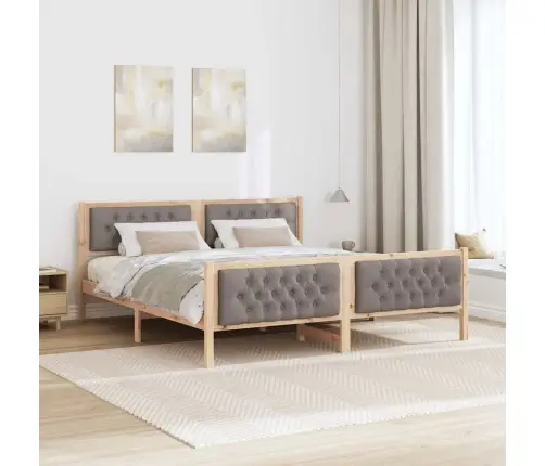 Gultas Rāmis Ar Galvas Klāju Pelēkbrūna 180 X 200 Cm Audums Vidaxl