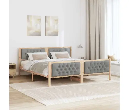 Gultas Rāmis Ar Galvas Klāju Gaiši Pelēks 160 X 200 Cm Audums Vidaxl