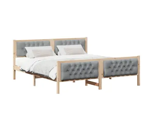 Gultas Rāmis Ar Galvas Klāju Gaiši Pelēks 160 X 200 Cm Audums Vidaxl