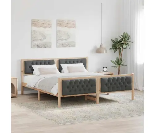 Gultas Rāmis Ar Galvas Klāju Tumši Pelēks 160 X 200 Cm Audums Vidaxl