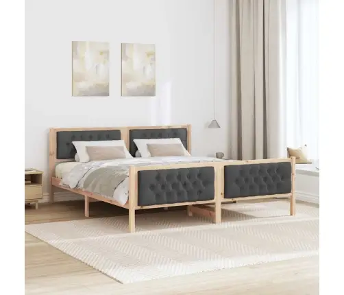 Gultas Rāmis Ar Galvas Klāju Tumši Pelēks 160 X 200 Cm Audums Vidaxl