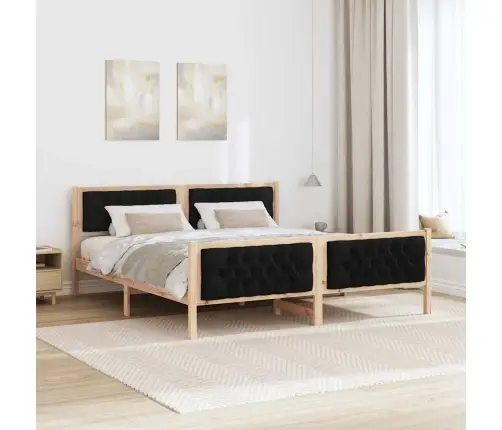 Gultas Rāmis Ar Galvas Klāju Melna 160 X 200 Cm Audums Vidaxl