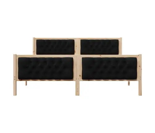 Gultas Rāmis Ar Galvas Klāju Melna 160 X 200 Cm Audums Vidaxl