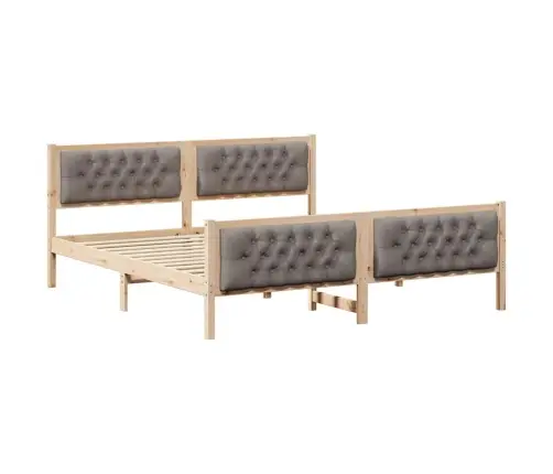 Gultas Rāmis Ar Galvas Klāju Pelēkbrūna 160 X 200 Cm Audums Vidaxl