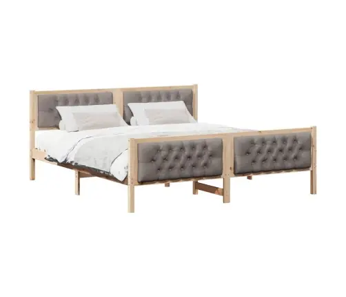 Gultas Rāmis Ar Galvas Klāju Pelēkbrūna 160 X 200 Cm Audums Vidaxl