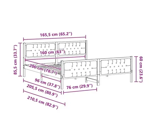 Gultas Rāmis Ar Galvas Klāju Pelēkbrūna 160 X 200 Cm Audums Vidaxl