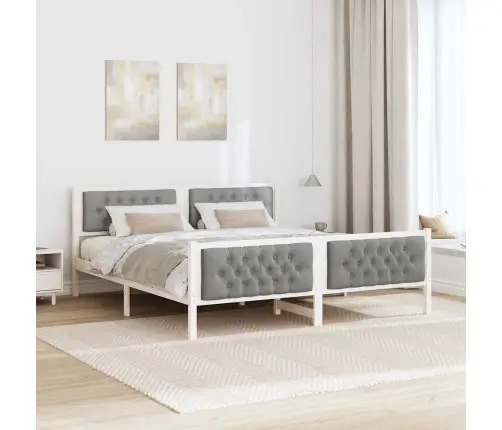 Voodi Raam Peaga Helehall 160 X 200 Cm Tahke Mänd