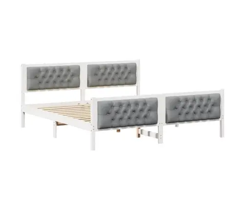 Voodi Raam Peaga Helehall 160 X 200 Cm Tahke Mänd