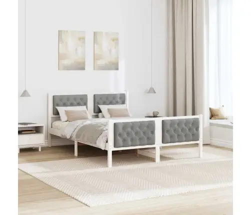 Gultas Rāmis Ar Galvas Klāju Gaiši Pelēks 150 X 200 Cm Audums Vidaxl