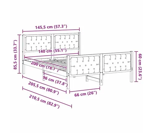 Gultas Rāmis Ar Galvas Klāju Tumši Pelēks 140 X 200 Cm Audums Vidaxl