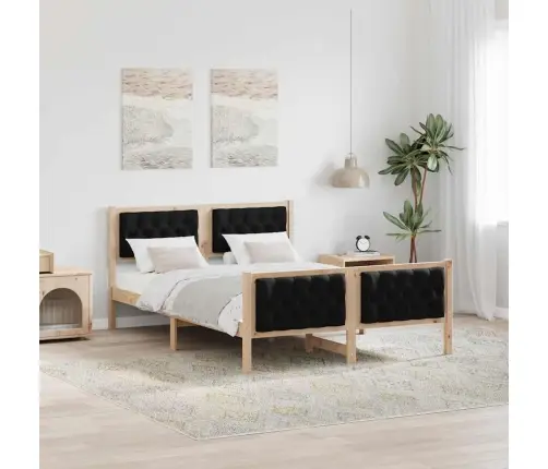 Lovos Rėmas Juoda 140 X 200 Cm Kietos Pušies Mediena