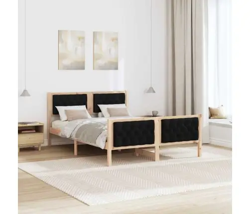 Lovos Rėmas Juoda 140 X 200 Cm Kietos Pušies Mediena