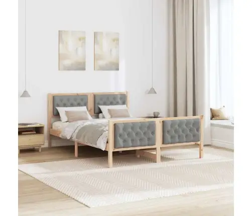 Voodi Raam Peaga Helehall 140 X 190 Cm Tahke Mänd