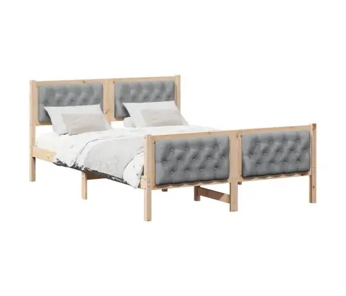 Voodi Raam Peaga Helehall 140 X 190 Cm Tahke Mänd