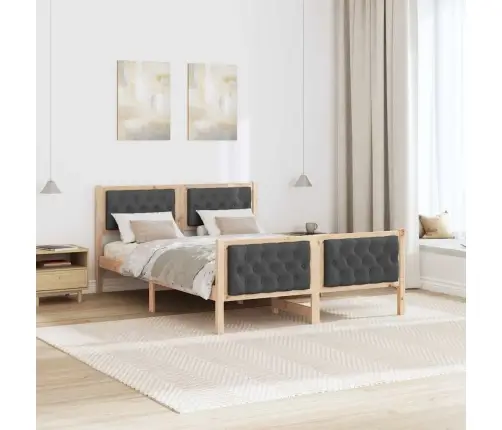 Gultas Rāmis Ar Galvas Klāju Tumši Pelēks 140 X 190 Cm Audums Vidaxl