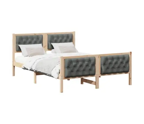 Gultas Rāmis Ar Galvas Klāju Tumši Pelēks 140 X 190 Cm Audums Vidaxl