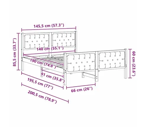 Lovos Rėmas Taupe 140 X 190 Cm Kietos Pušies Mediena