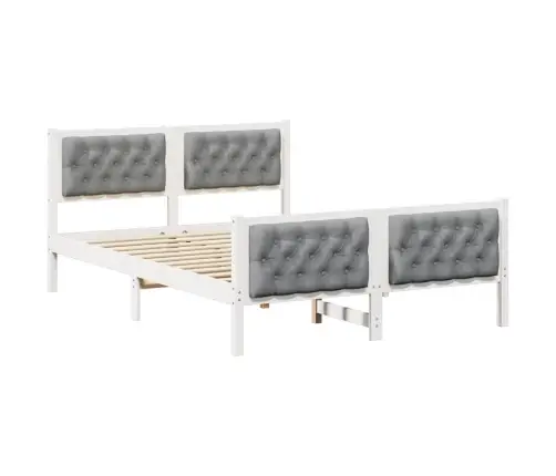 Gultas Rāmis Ar Galvas Klāju Gaiši Pelēks 140 X 190 Cm Audums Vidaxl