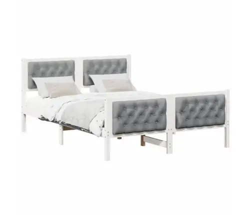 Gultas Rāmis Ar Galvas Klāju Gaiši Pelēks 140 X 190 Cm Audums Vidaxl