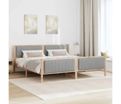 Gultas Rāmis Ar Galvas Klāju Brūna Un Gaiši Pelēka 200 X 200 Cm Vidaxl