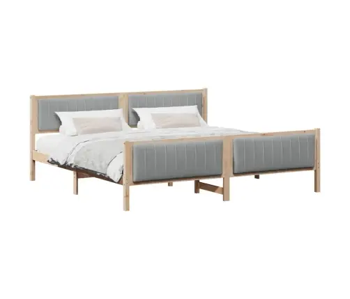 Gultas Rāmis Ar Galvas Klāju Brūna Un Gaiši Pelēka 200 X 200 Cm Vidaxl