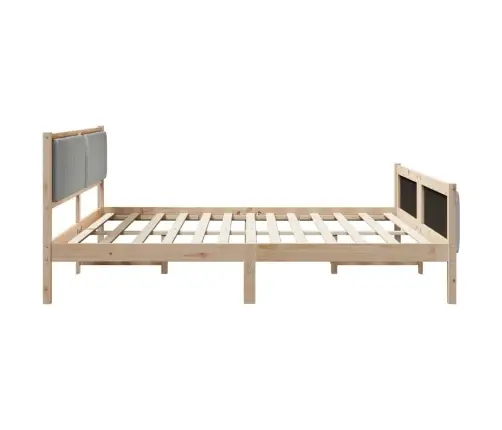 Gultas Rāmis Ar Galvas Klāju Brūna Un Gaiši Pelēka 200 X 200 Cm Vidaxl