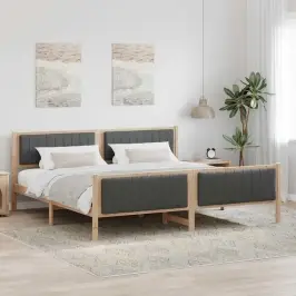 Lovos Rėmas Ruda Ir Tamsiai Pilka 200 X 200 Cm Pušies Masyvas