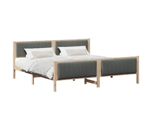 Lovos Rėmas Ruda Ir Tamsiai Pilka 200 X 200 Cm Pušies Masyvas