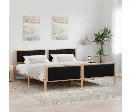 Lovos Rėmas Ruda Ir Juoda 200 X 200 Cm Pušies Masyvas