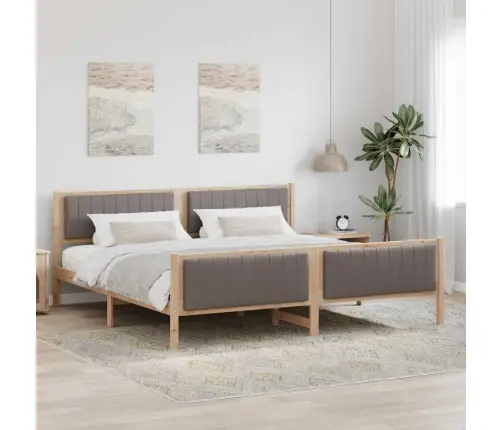 Gultas Rāmis Braun Un Taupe 200 X 200 Cm Priedes Masīvkoks Vidaxl