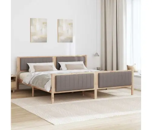 Gultas Rāmis Braun Un Taupe 200 X 200 Cm Priedes Masīvkoks Vidaxl