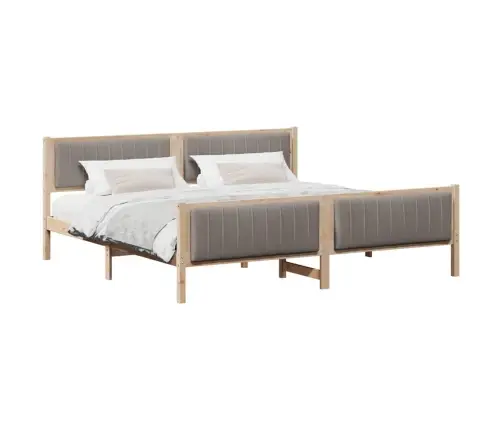 Gultas Rāmis Braun Un Taupe 200 X 200 Cm Priedes Masīvkoks Vidaxl