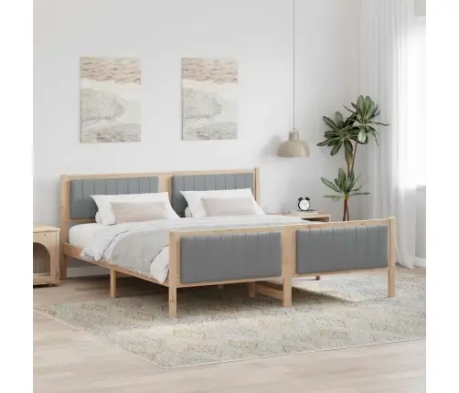 Lovos Rėmas Ruda Ir Šviesiai Pilka 180 X 200 Cm Pušies Masyvas