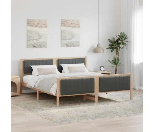 Gultas Rāmis Ar Galvas Klāju Brūns Un Tumši Pelēks 180 X 200 Cm Vidaxl