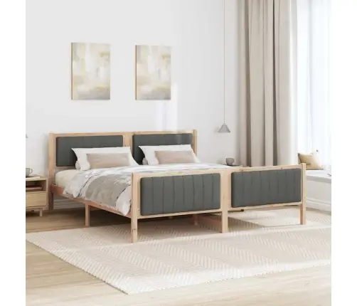 Gultas Rāmis Ar Galvas Klāju Brūns Un Tumši Pelēks 180 X 200 Cm Vidaxl