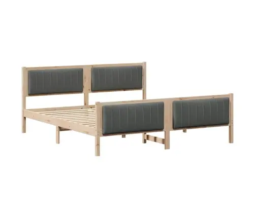 Gultas Rāmis Ar Galvas Klāju Brūns Un Tumši Pelēks 180 X 200 Cm Vidaxl