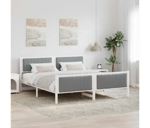 Beti Raam Peaga Valge Ja Helehall 180 X 200 Cm Männipuit