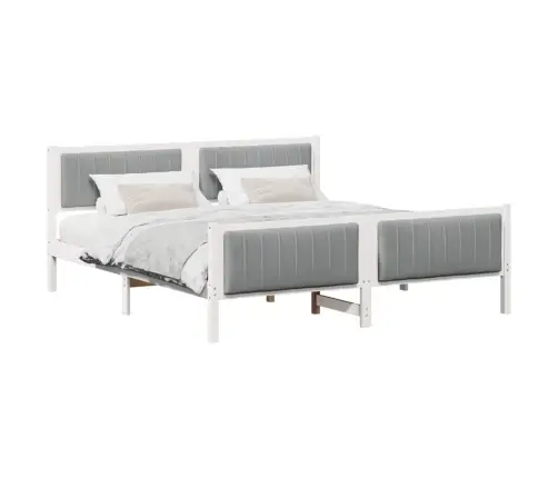 Beti Raam Peaga Valge Ja Helehall 180 X 200 Cm Männipuit