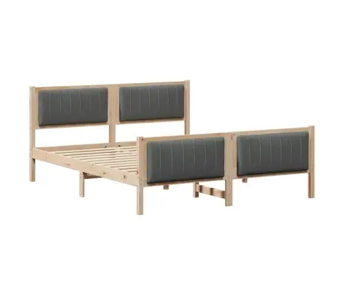 Gultas Rāmis Ar Galvas Klāju Brūns Un Tumši Pelēks 160 X 200 Cm Vidaxl