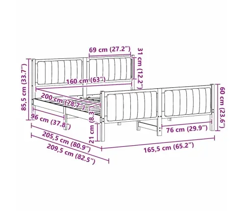 Beti Raam Peaga Pruun Ja Taupe 160 X 200 Cm Männipuit