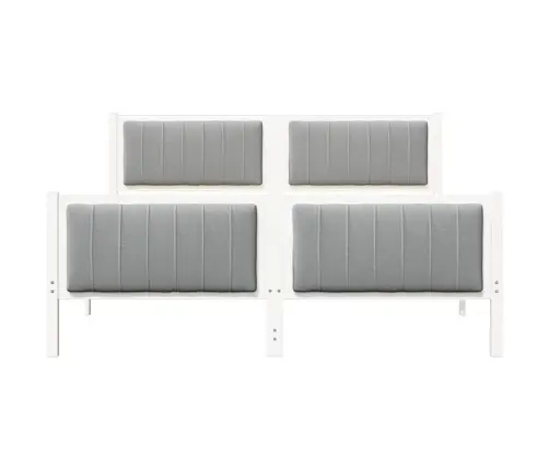 Gultas Rāmis Ar Galvas Klāju Balts Un Gaiši Pelēks 160 X 200 Cm Vidaxl