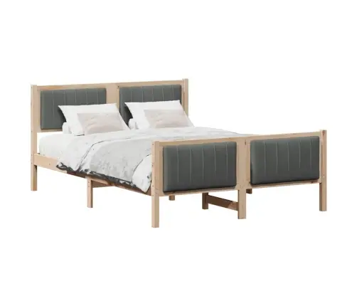 Gultas Rāmis Ar Galvas Klāju Brūns Un Tumši Pelēks 140 X 200 Cm Vidaxl