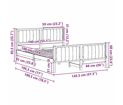 Beti Raam Peaga Pruun Ja Tumehall 140 X 190 Cm Männipuit